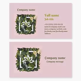 Business card template Lotus, leaves, salon, shop, boutique