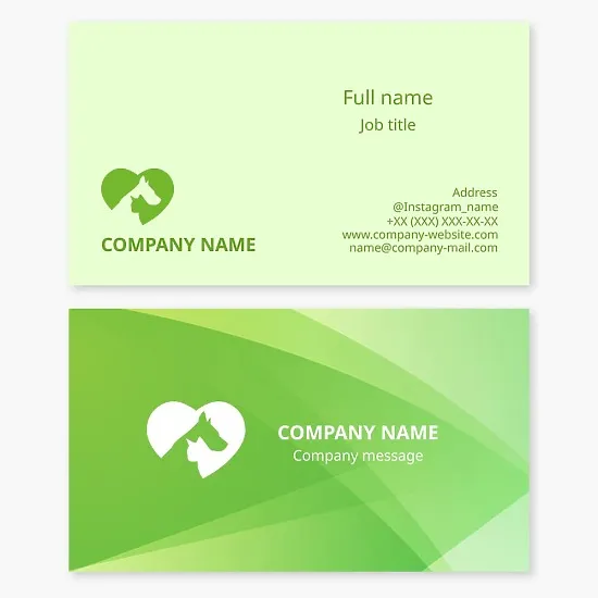 Pet care business card template. Animal shelter.