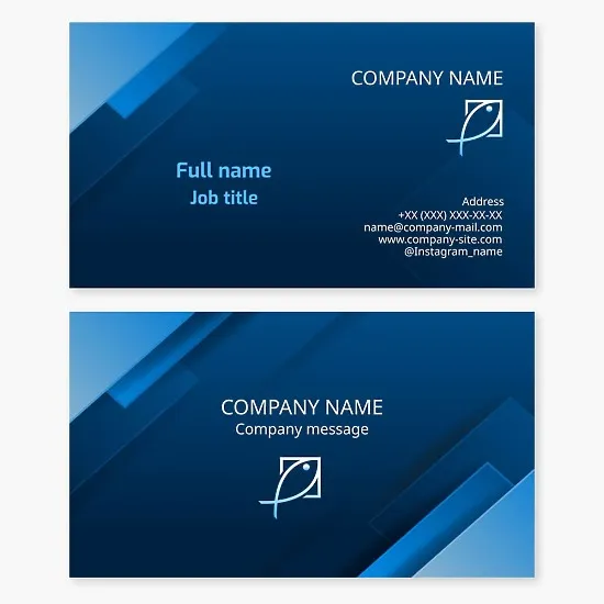 Business card template. Wholesale supply of frozen fish products.