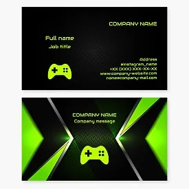 Business card template. Repair and sale of game consoles. Club of computer game lovers.
