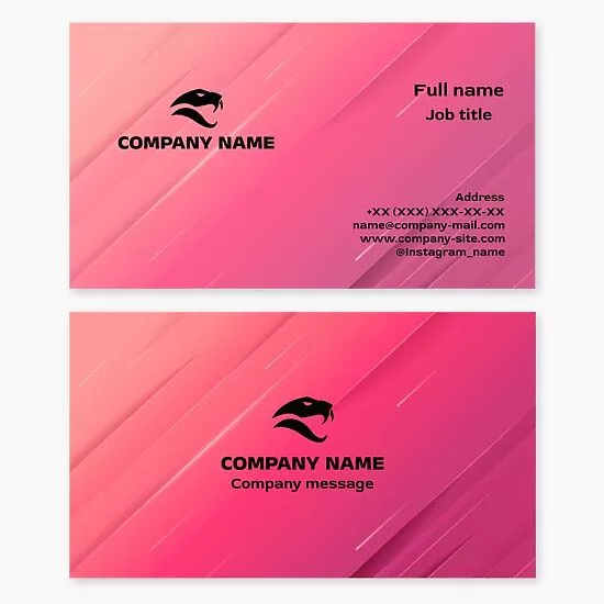 Viper Snake Head Logo | Pink Abstract Business Card Template