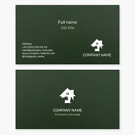 Business card template with a farm logo. Chicken, cow, house. Farmer.