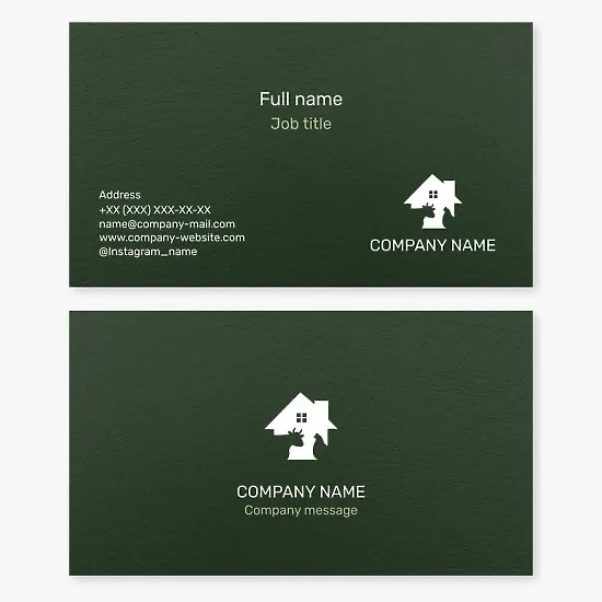 Business card template with a farm logo. Chicken, cow, house. Farmer.