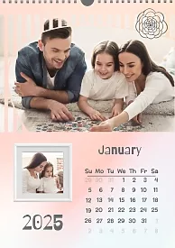  Pastel Rose Pink and White Photo Calendar