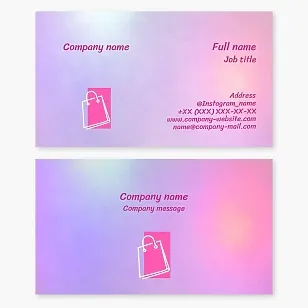Shopping business card template. Shopping mall. Bags store.