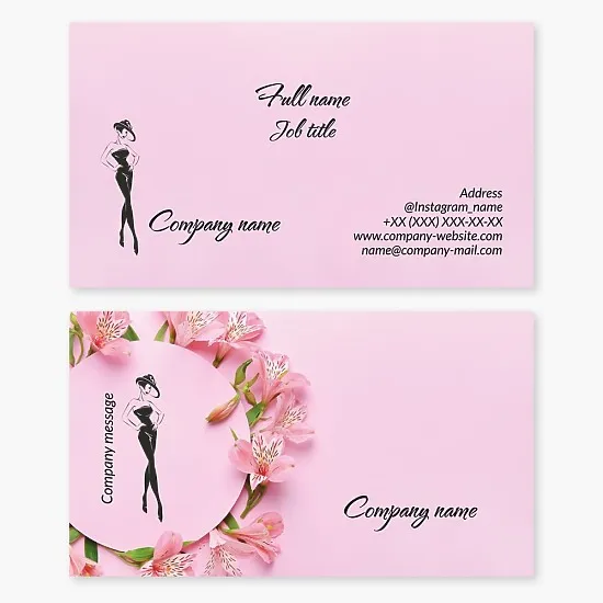 Business card template: fashion, clothing, modeling agency, boutique.