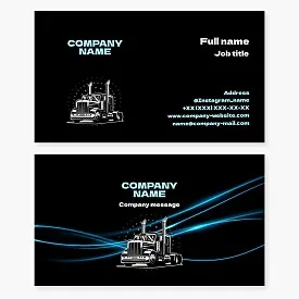 Trucker business card template. Transportation of large cargo.