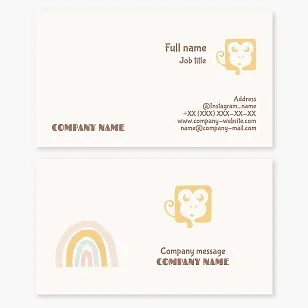 Business card template "Monkey. Children's games. Children's toys. Children's courses"