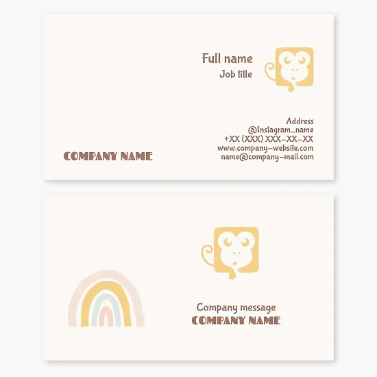 Business card template "Monkey. Children's games. Children's toys. Children's courses"