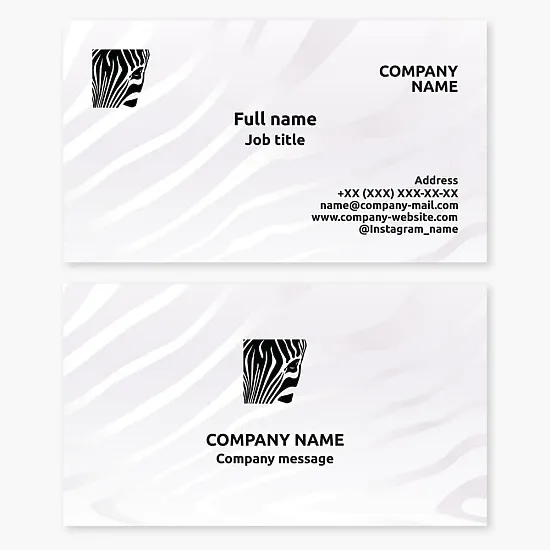 Business card template. Zoo, menagerie. Zebra.