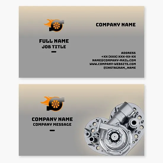 Business card template. Production and repair of turbo equipment.
