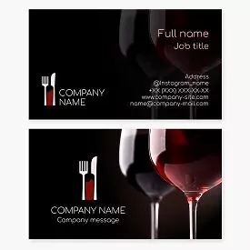 Cutlery Wine Bottle Logo | Restaurant Business Card Template