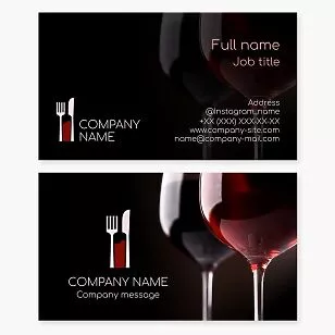 Cutlery Wine Bottle Logo | Restaurant Business Card Template