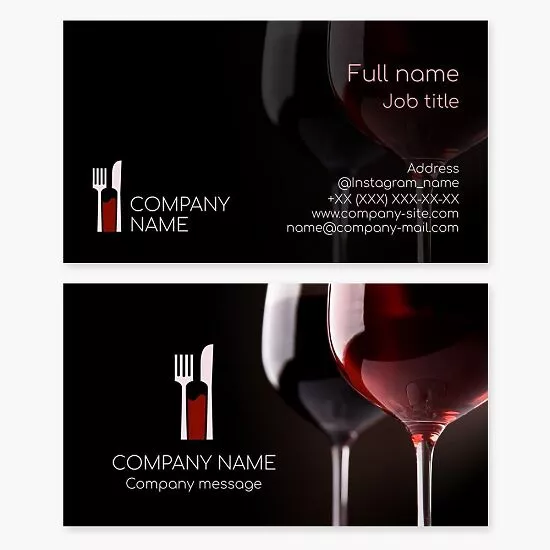 Cutlery Wine Bottle Logo | Restaurant Business Card Template