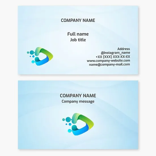 Business card template with abstract play button. Video content. Video studio. Film studio.