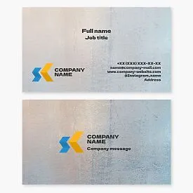Business card template. Abstraction. Arrows, directions. Metal. Letters S, K.