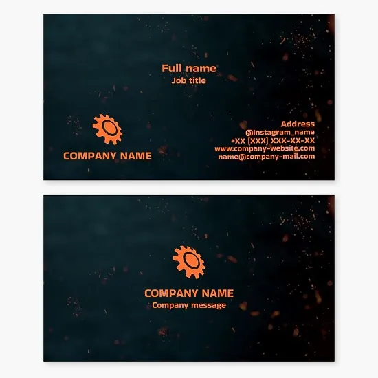 Business card template. Procurement production. Foundry services. Gear casting.