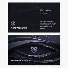 Business card template. CCTV systems. Eye, lens, shield.