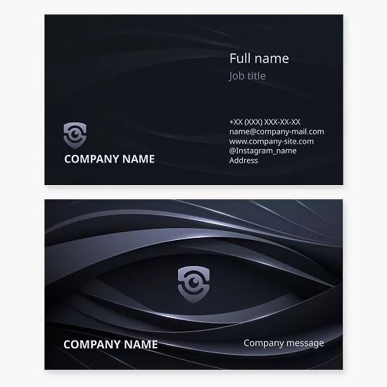 Business card template. CCTV systems. Eye, lens, shield.