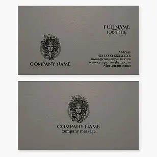 Business card template. Abstract. Gorgon. A symbol of protection, fortitude, and strength in the face of danger.