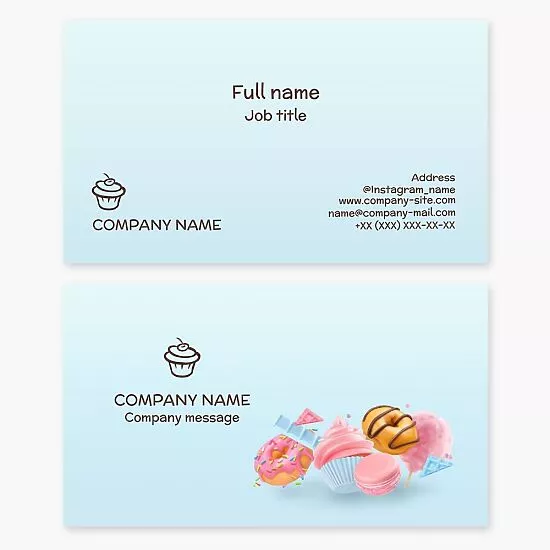 Sweet Shop Cake Bakery Pastry Business Card Template