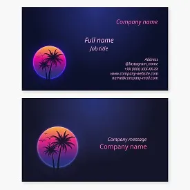Retro Palm Tree Sunset Logo Business Card Template