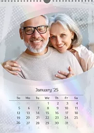 Elderly married couple calendar template with reflected sun rays