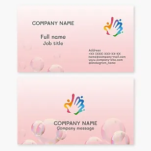 Business card template. Hand, people. Symbol of love, care, support, unity, diversity, inclusivity, community, positive emotions. Helping people. Psychologist.