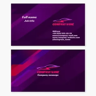 Business card template. Car, lightning.