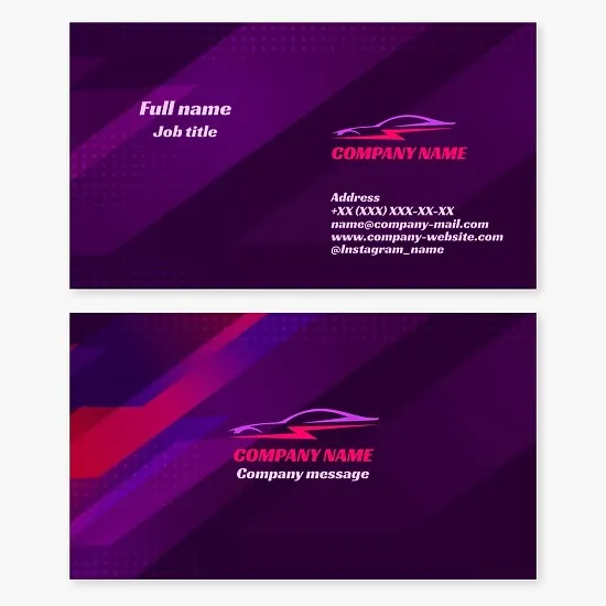 Business card template. Car, lightning.