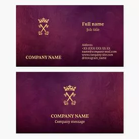 Keys & Crown Logo | Purple Brush Stroke Texture Business Card Template