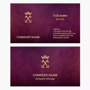 Keys & Crown Logo | Purple Brush Stroke Texture Business Card Template