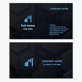 Business card template. Construction company. Real estate services. Design, construction, sales, and rental of real estate.
