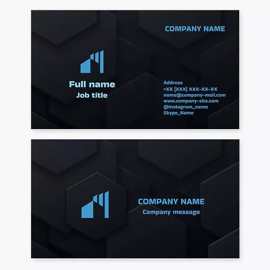 Business card template. Construction company. Real estate services. Design, construction, sales, and rental of real estate.