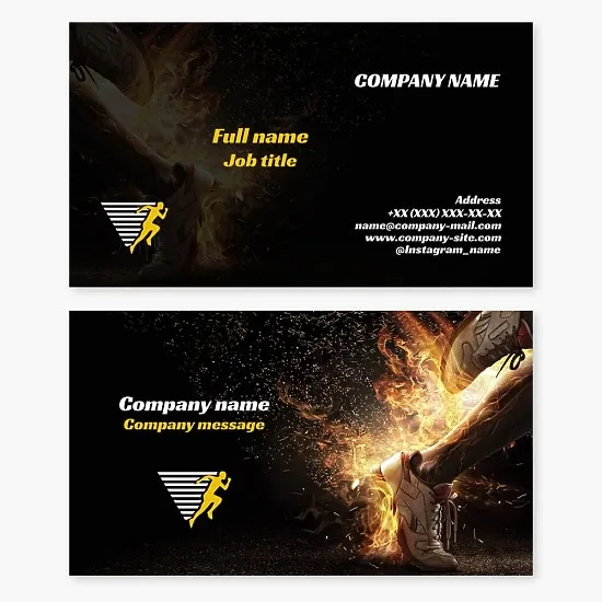 Business card template. Sports brand. Sporting goods store. Sports team. Runner.