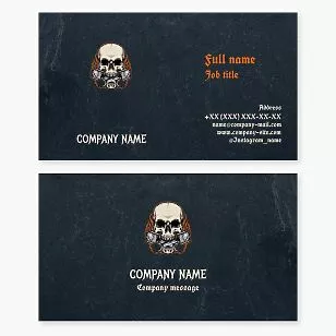 Skull Piston Flame Logo Business Card Template