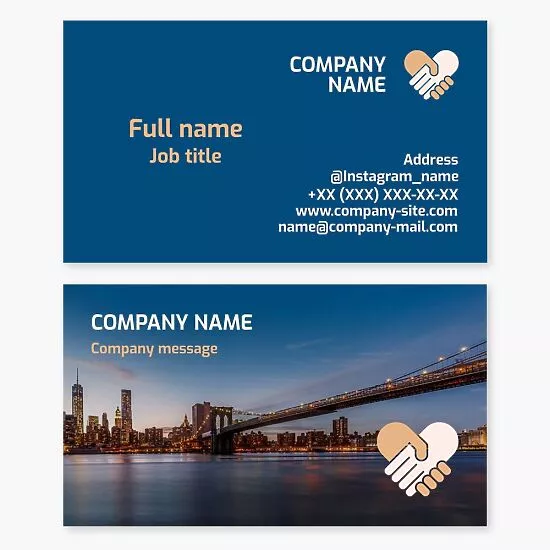 Hand Shake Heart Unity Logo | City Design Business Card Template