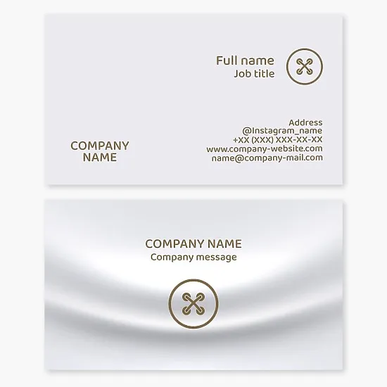 Atelier business card template. Clothes repair. Button.