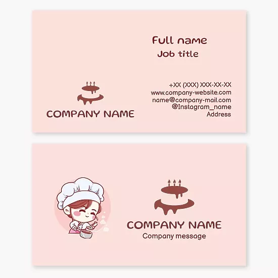 Business card template Cake production, Pastry chef, Confectionery industry, Cooking