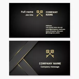 Gold Key Logo | Black & Gold Business Card Template