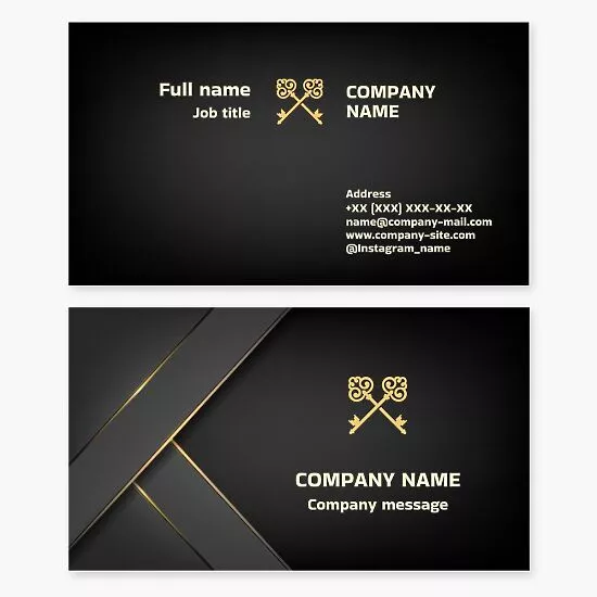 Gold Key Logo | Black & Gold Business Card Template