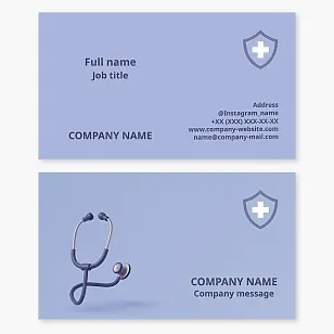 Medical business card template for healthcare. Doctor, physician.
