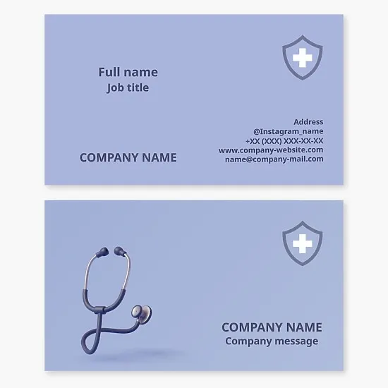 Medical business card template for healthcare. Doctor, physician.