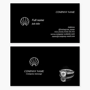 Jewelry store, jewelry workshop business card template. Diamond ring.
