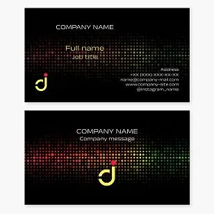 Business card template. DJ. Letters D, J.