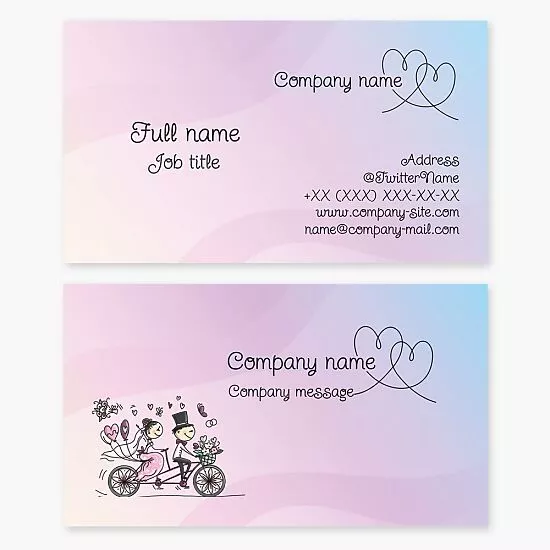 Customizable Wedding Tandem Bike Bride and Groom Business Card Template