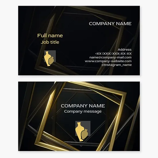 Business card template. Art center. Paintings, sculptures, and applied arts.