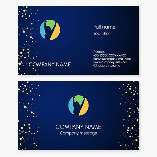 Business card template. Abstract. Success, freedom, joy. Women's club.