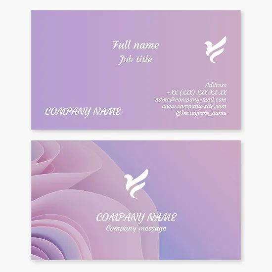 Business card template. Abstract. Women's brand. Bird, dove.