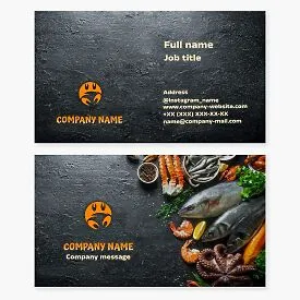 Business card template for seafood lovers. Restaurant. Seafood harvesting.